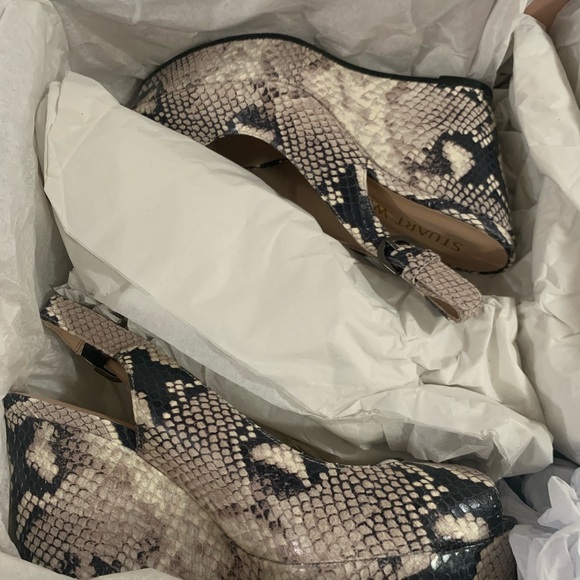 Stuart Weitzman Jean Python Snakeskin Wedge Sandals, Size 7 BNIB - Picture 3 of 9